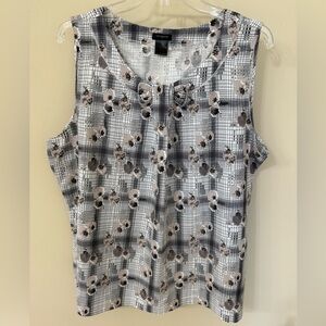Ann Taylor Black and Gray Floral Tank Top